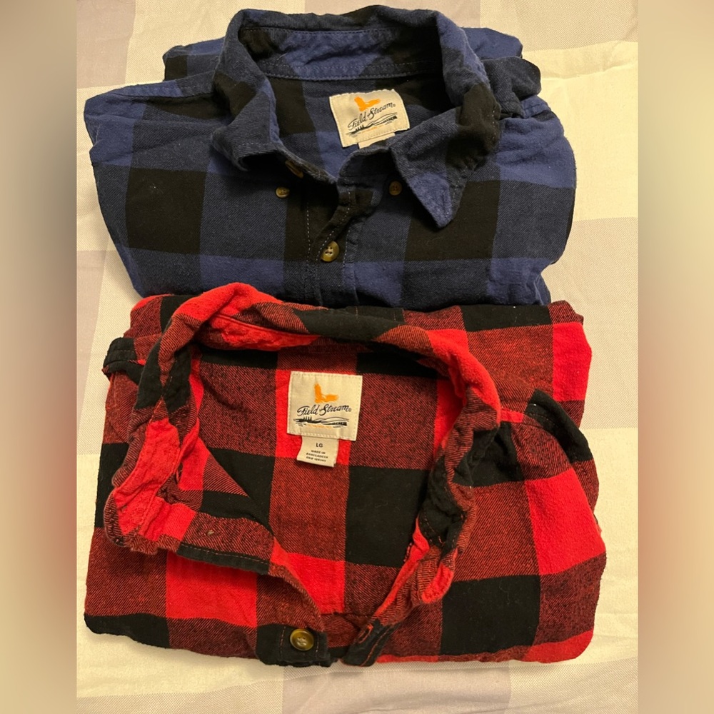 Lot of two men’s Field and stream Large Buffalo check button down top